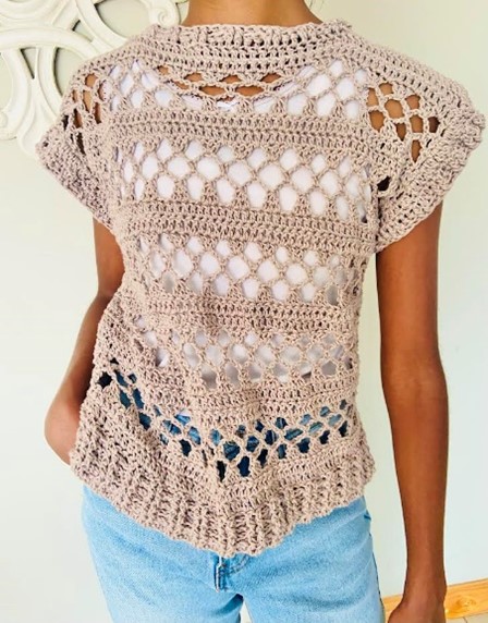 Crochet Tee/Top with a high/low hemline